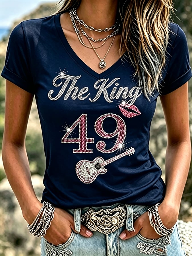 Women's 49th Anniversary Music Print T-shirt