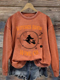 Women'S Halloween Witches Brew Est 1692 Wine Go Printed Sweatshirt