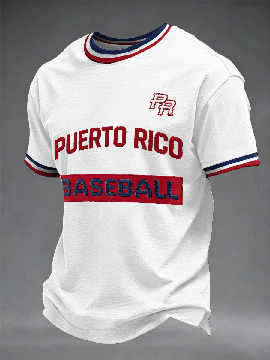 Men's Puerto Rico Baseball Print Casual T-shirt