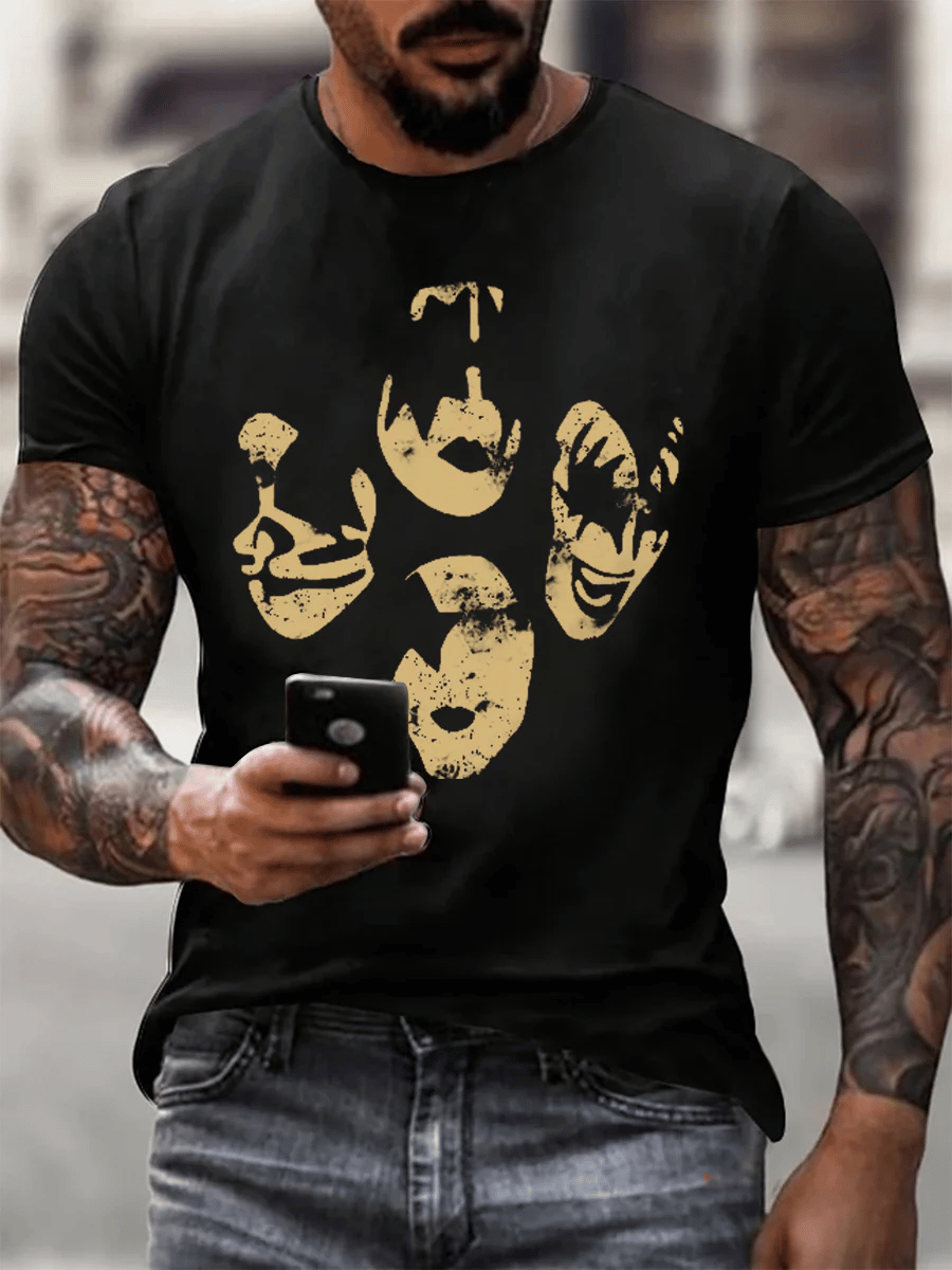 Men's Rock Music Print short-sleeved T-shirt