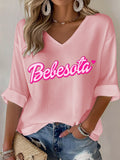 Women's Fashion Music Print Casual T-shirt
