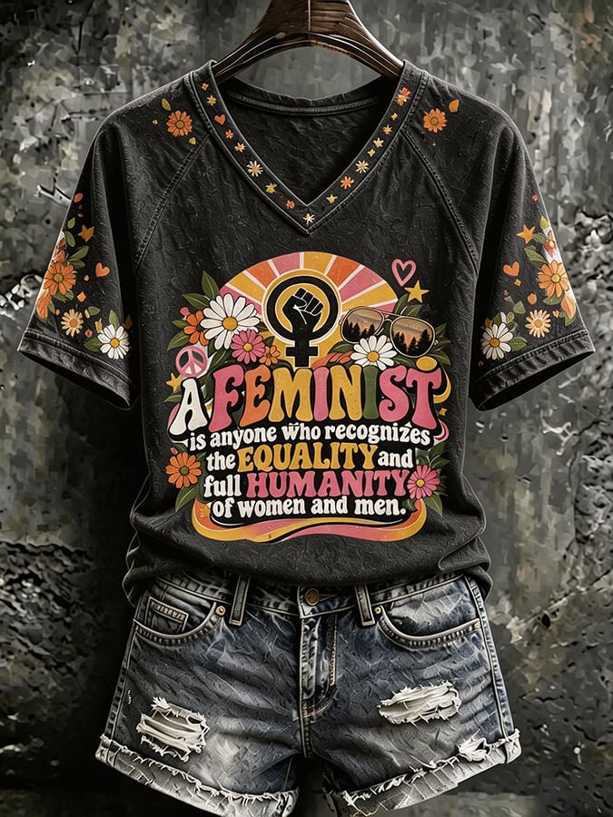 Printed T-Shirt By Someone Who Believes In Gender Equality And Acknowledges That Both Men And Women Possess Complete Humanity