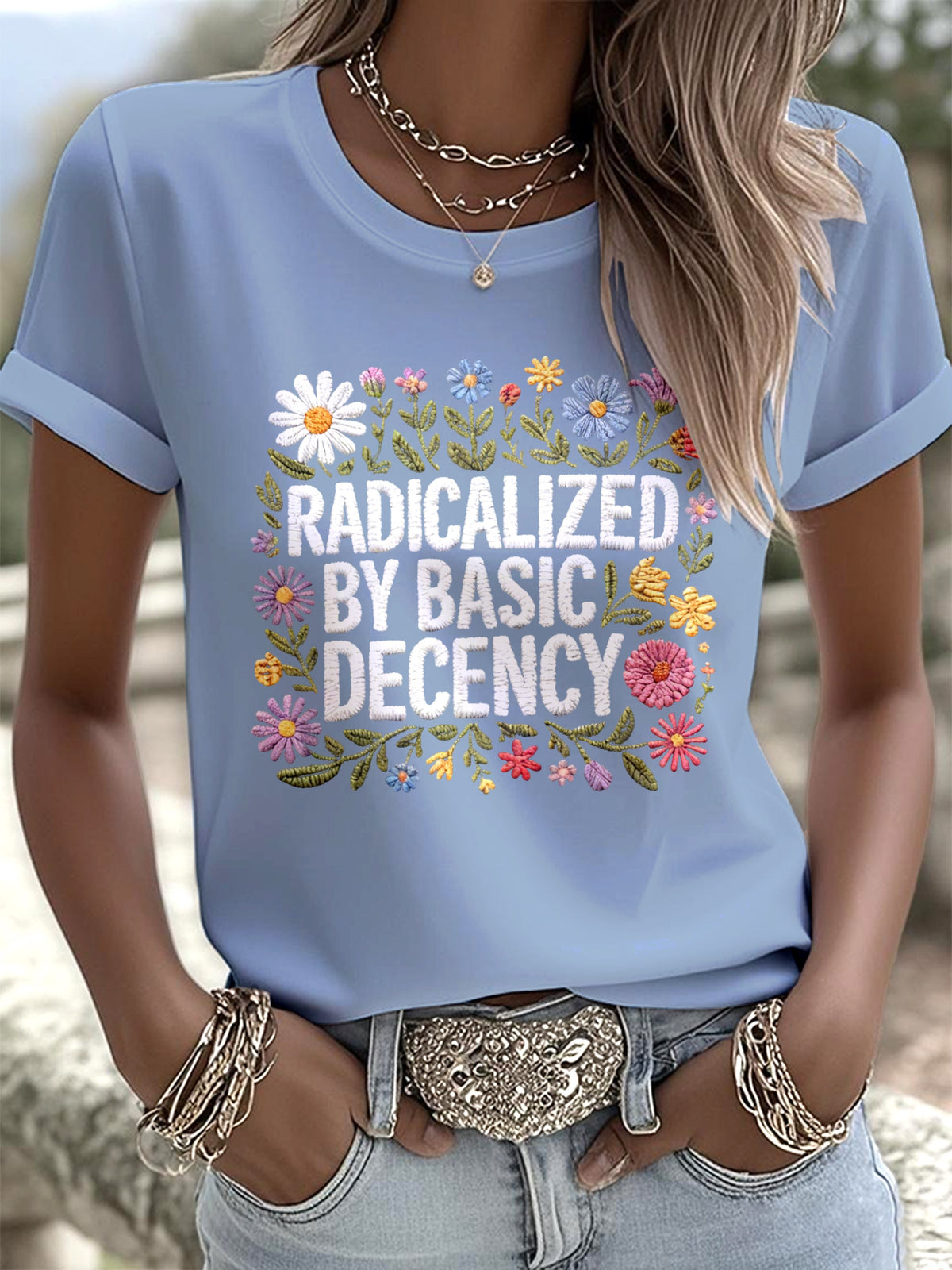 Famous singer Colorful Casual Printed Crew Neck T-shirts