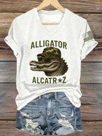 Women's Alligator Alcatraz Funny Florida Everglades Dark Humor Print T-Shirt