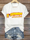 Women's Hot Top Legendary Wrestler Print V-Neck T-Shirt