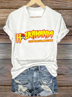 Women's Hot Top Legendary Wrestler Print V-Neck T-Shirt
