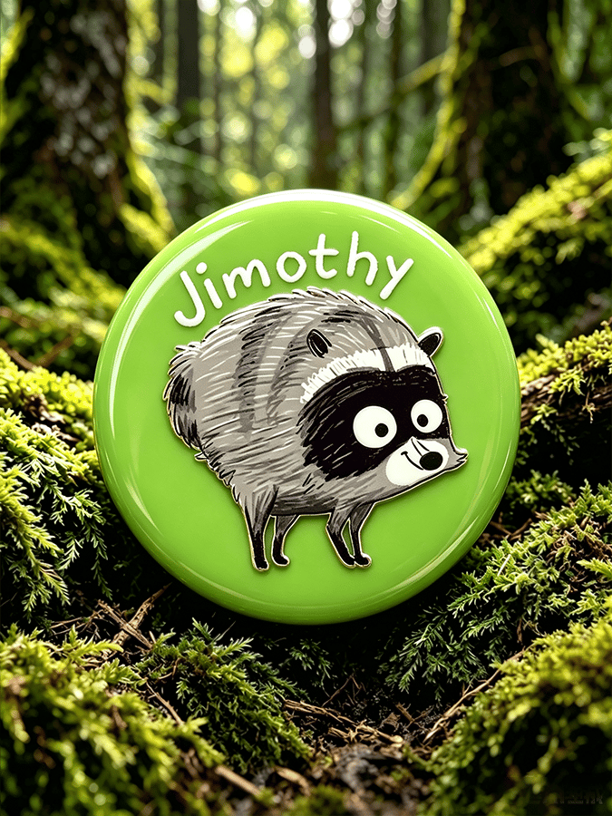 Unisex Retro Raccoon Jimothy Badge