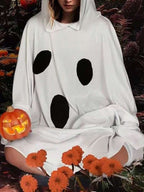 Unisex Ghost Print Halloween Hooded Cape