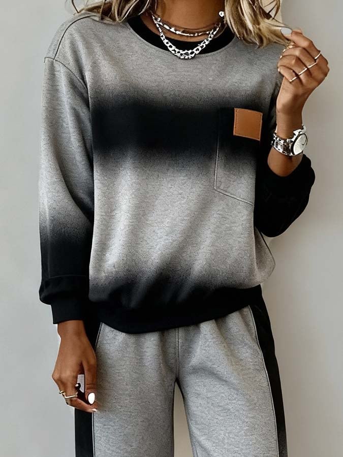 Women'S Casual Contrast Gradient Pants Set