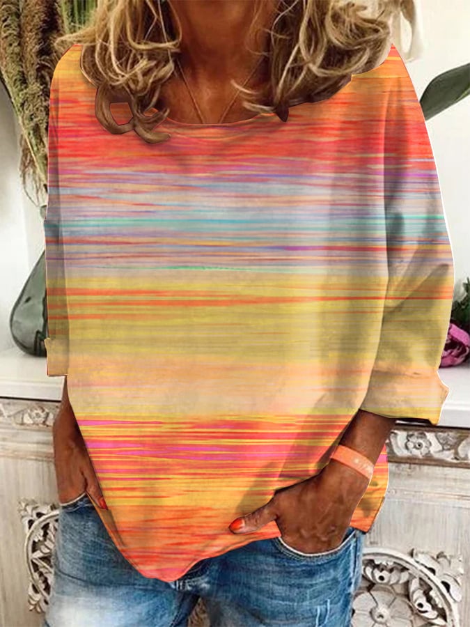 Women's Autumn Casual Gradient Long Sleeve Loose Top