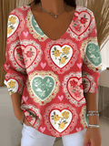 Women's Flowers Pattern Casual Print Long Sleeve Top