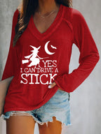 Women's Yes I Can Drive A Stick Print Long Sleeve Casual T-Shirt