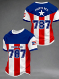 Men's Puerto Rico Baseball Print Casual T-shirt