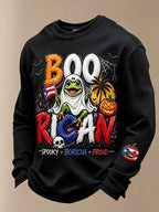 Men's Boricua Halloween Waffle-Knit Long-Sleeve Top