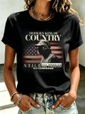 Women's Music-Print Casual Crew-Neck Top