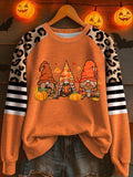 Women'S Fall Gnome Pumpkins Print Raglan Sleeve Sweatshirt
