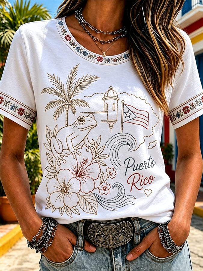 Women's Puerto Rico Pride Art Printed T-shirt