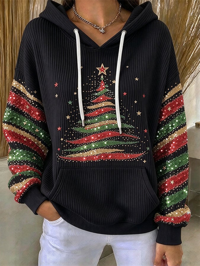 🔥🔥2nd 50% Off 🔥🔥Women's Casual Printed Hooded Knit Top