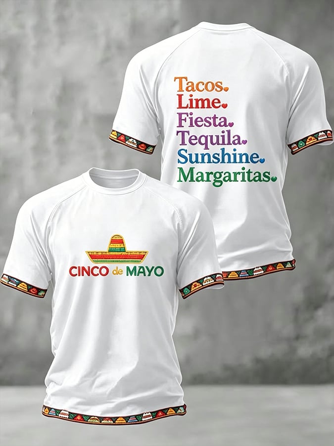Men's Retro Cinco de Mayo Print Raglan Sleeve T-Shirt