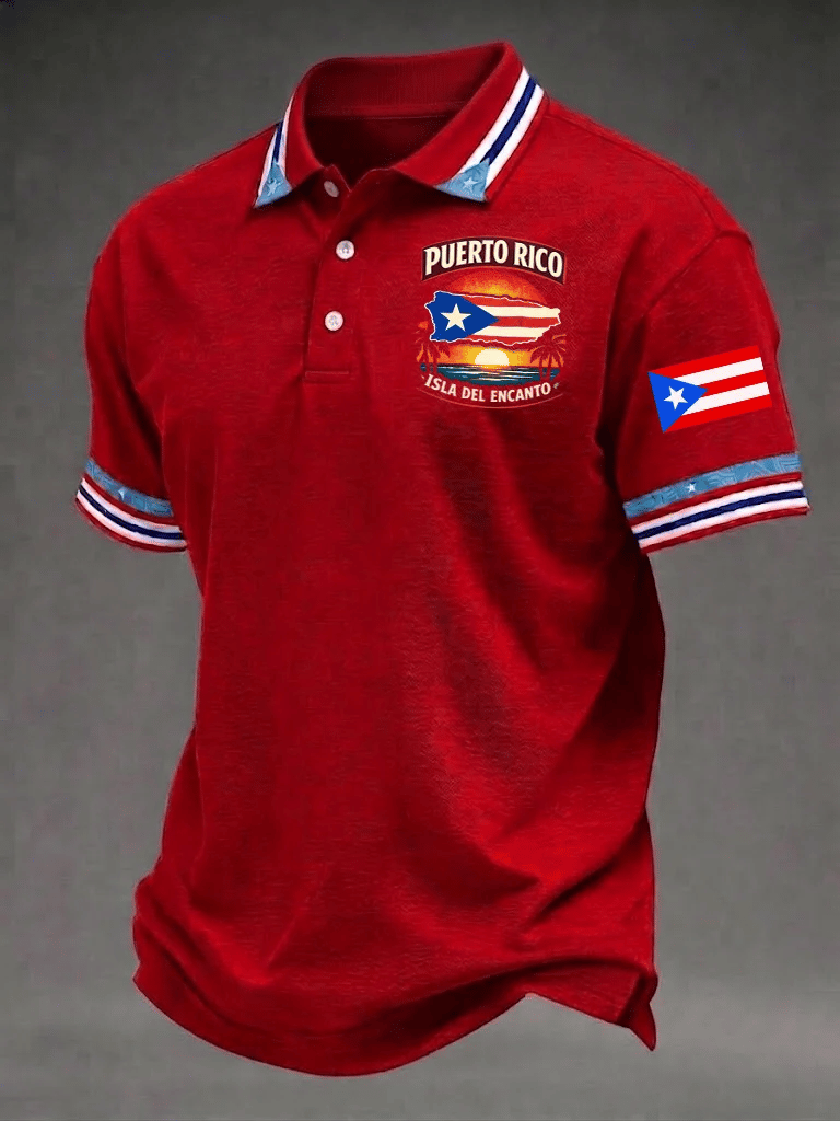 Men's Puerto Rico Print Casual Polo
