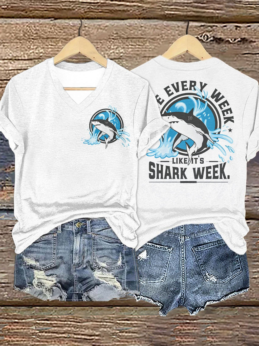 Women's Great White Shark Print T-Shirt
