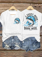 Women's Great White Shark Print T-Shirt