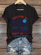 Women's Welcome To Amity Island A Vacation To Die For Print V Neck T-shirt