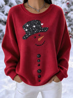 Women's Snowman Art Print Casual Sweatshirt
