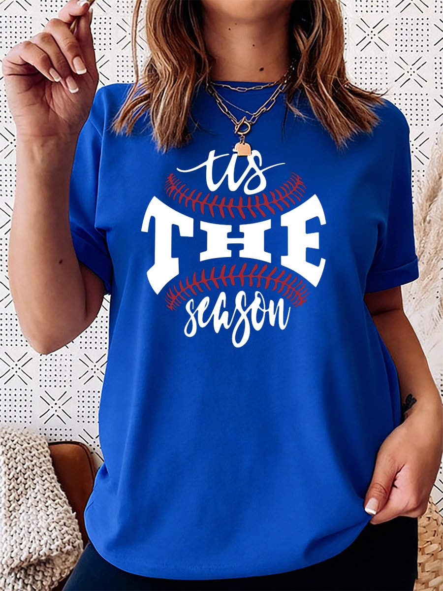 Women's Fashion Love Baseball Print Crew Neck T-Shirt