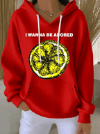 Women's Music Print Casual Hoodie