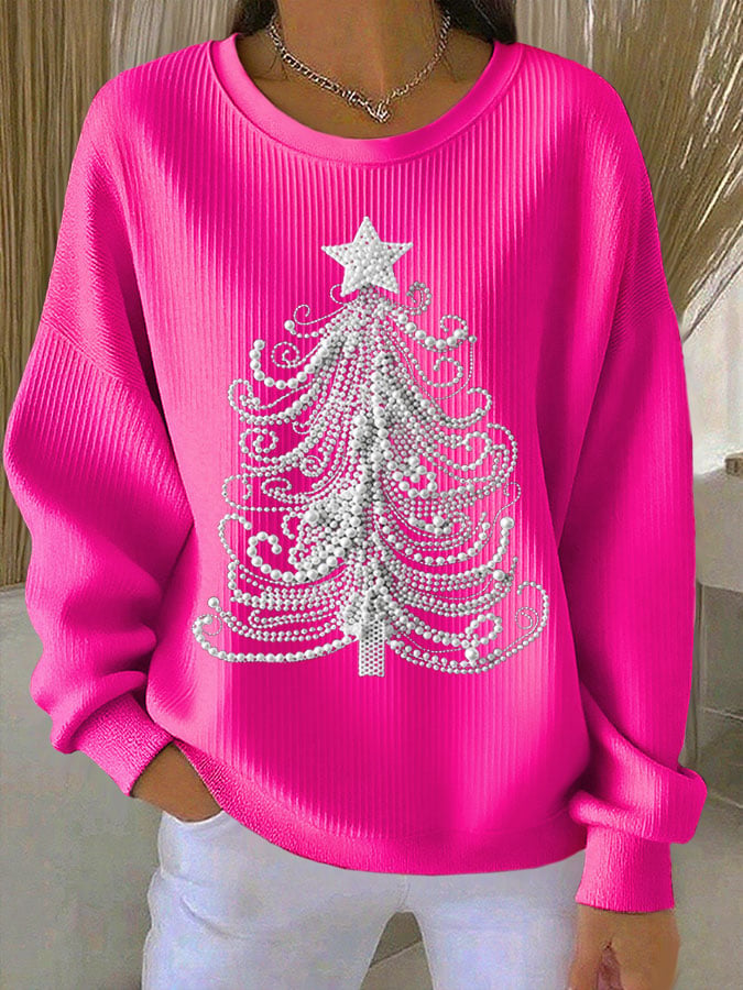Women's Christmas Print Crew Neck Long Sleeve Top