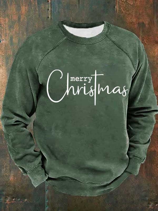 Man's Merry Christmas Print Casual Long Sleeve Sweatershirt