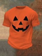 Men's Halloween Pumpkin Face Waffle Top