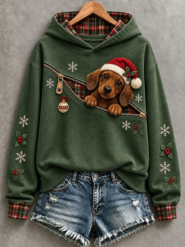 Women's Christmas Dog Print Casual Sweatshirt