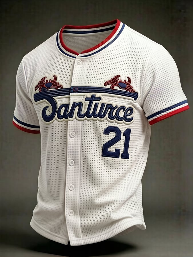 Men's Puerto Rico Cangrejeros de Santurce Baseball Print Casual Top