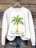 Women's Christmas Palm Tree Print Casual Sweatshirt