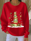 Women's Christmas Animal Frog Print Sweatshirt