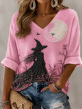 Women's Halloween Witch Print T-shirt