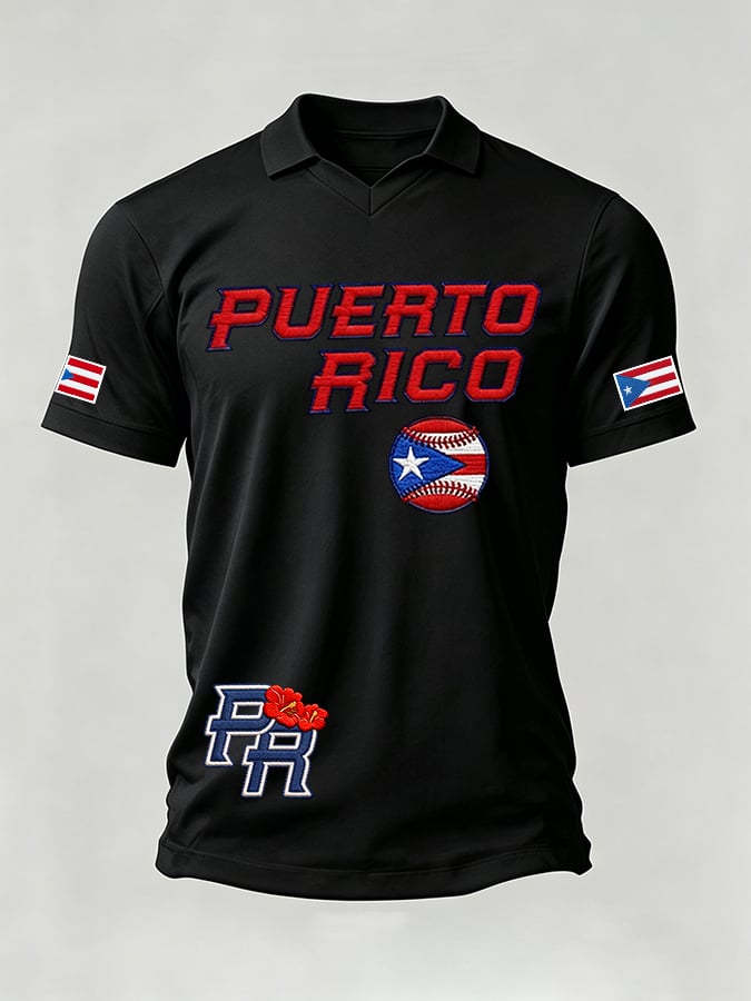 Men's Puerto Rican Baseball Printed Casual T-shirt