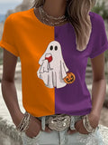 Women's Halloween Cute Ghost Print T-shirt
