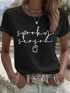 Women's Halloween Printed Round Neck T-Shirt