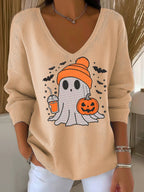 Women's Autumn Ghost Striped Long-Sleeved Top