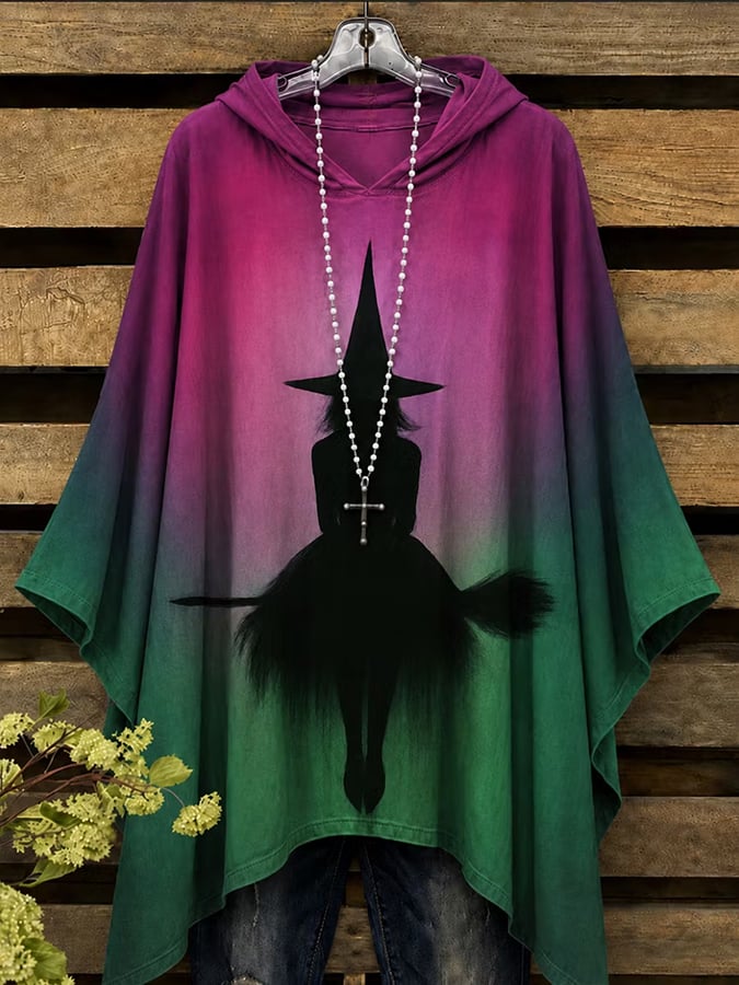 Women's Halloween Witch Print Casual Hoodie