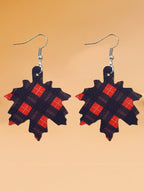 Women's Autumn Leather Pumpkin Maple Leaf Earrings
