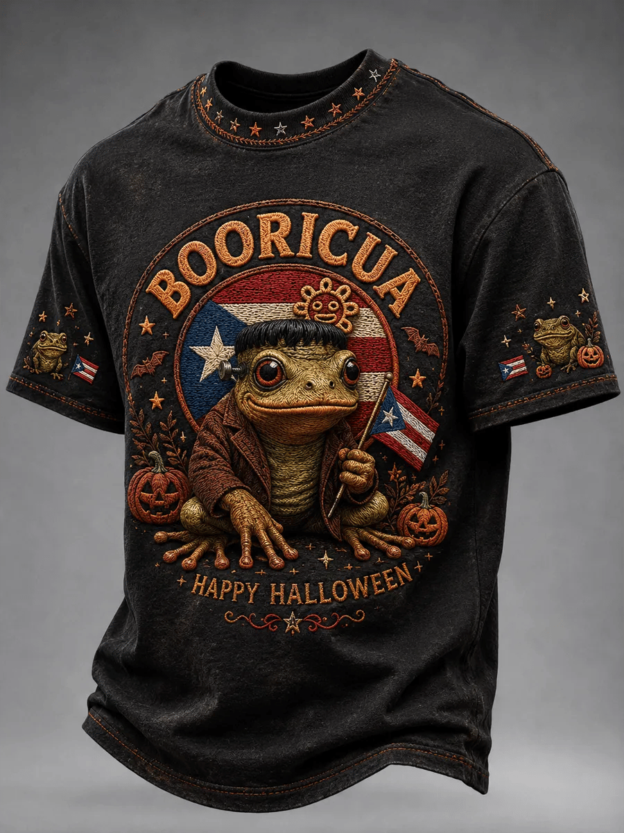 Men's Puerto Rico Halloween Printed Short-Sleeve T-Shirt