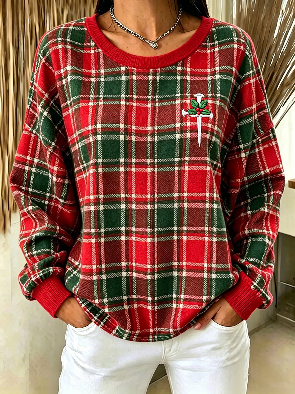 Women's Casual Christmas Print Long-Sleeved Top
