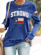 Retro Texas Strong Print Sweatshirt