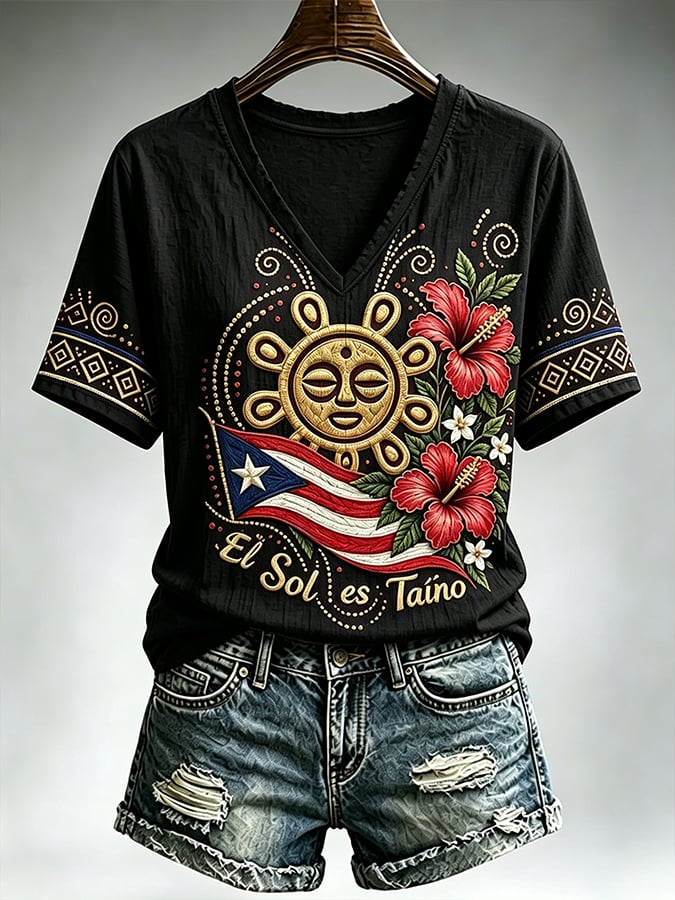 Women's Puerto Rico Art Printed Top