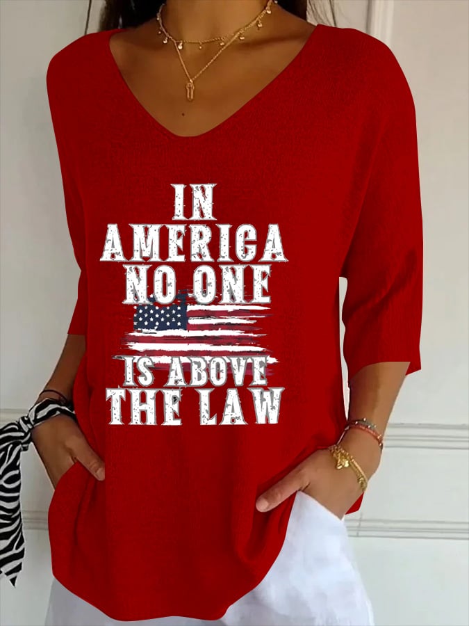 Women's In America No One Is Above The Law Printed Casual T-Shirt
