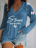Women's Texas Stronger Than The Storm Printed V-Neck T-Shirt